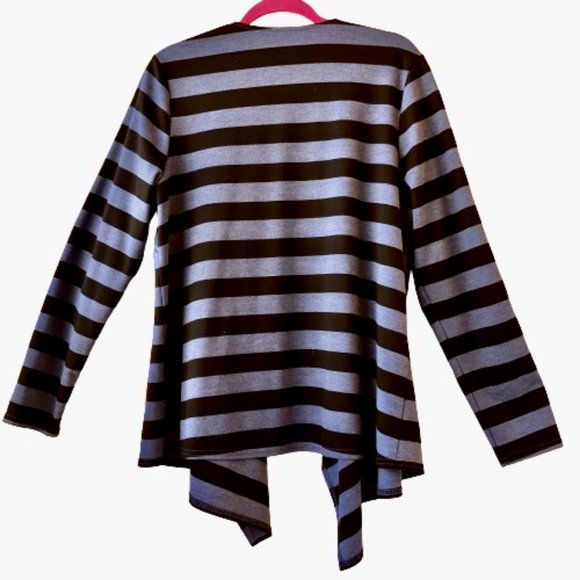 Linea by Louis Dell'Olio Cardigan Jacket Asymmetrical Draped Striped Women Large - Picture 9 of 12